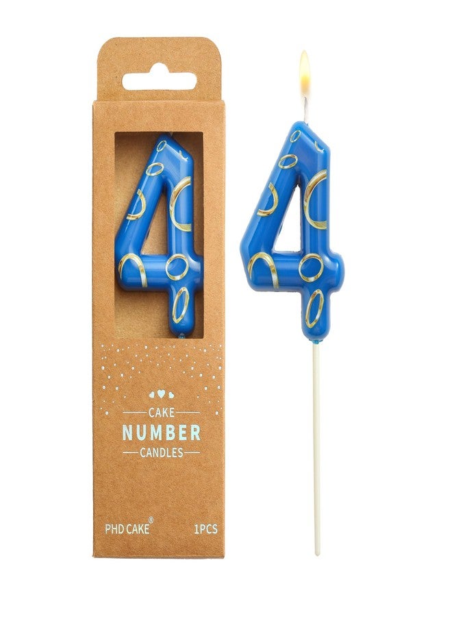 PHD CAKE 2.76 Inch Blue and Golden Rings 4 Number Birthday Candles, Anime Cartoon Number Candles, Cake Number Candles, Party Celebration, Style Candle - Image 1